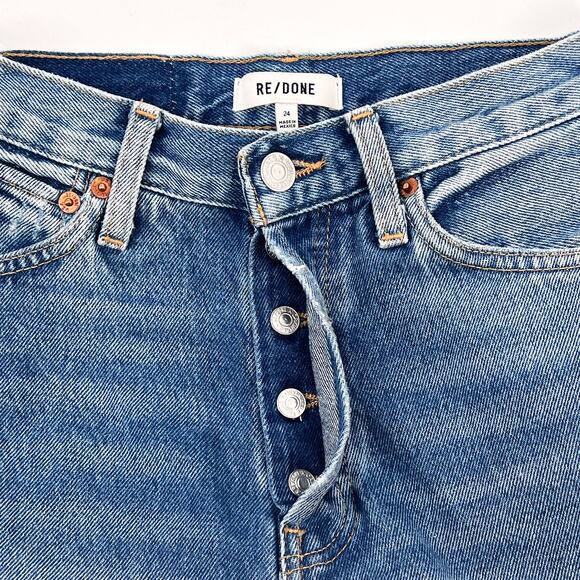 RE/DONE 90s High Rise Loose Jeans Women’s Size 24 Medium Destroyed 12 Distressed - Picture 4 of 11